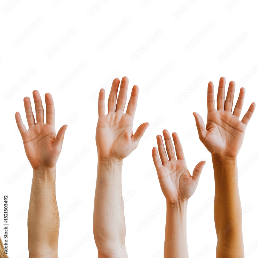 A group of people are raising their hands in the air A group of people are raising their hands in the air