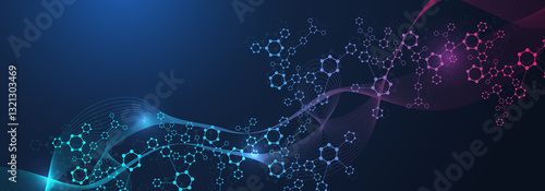 AI technology abstract background. AI generative art creative banner concept in the digital style. High tech poster with place for text. Futuristic design element.