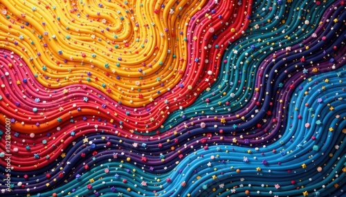 Intertwined, naive lines and shapes creating a playful, repeating backdrop , line, cute