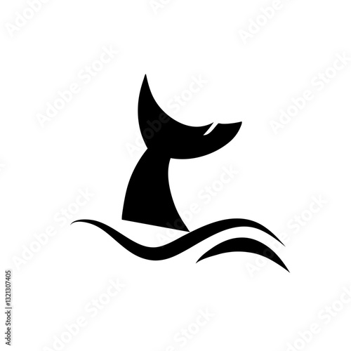 Whale tail with waves icon
