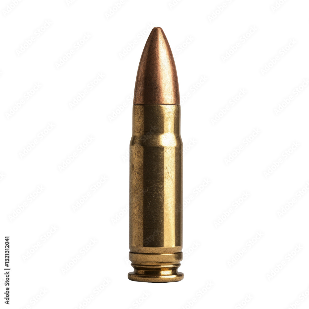 A bullet is sitting on a white background A bullet is sitting on a white background