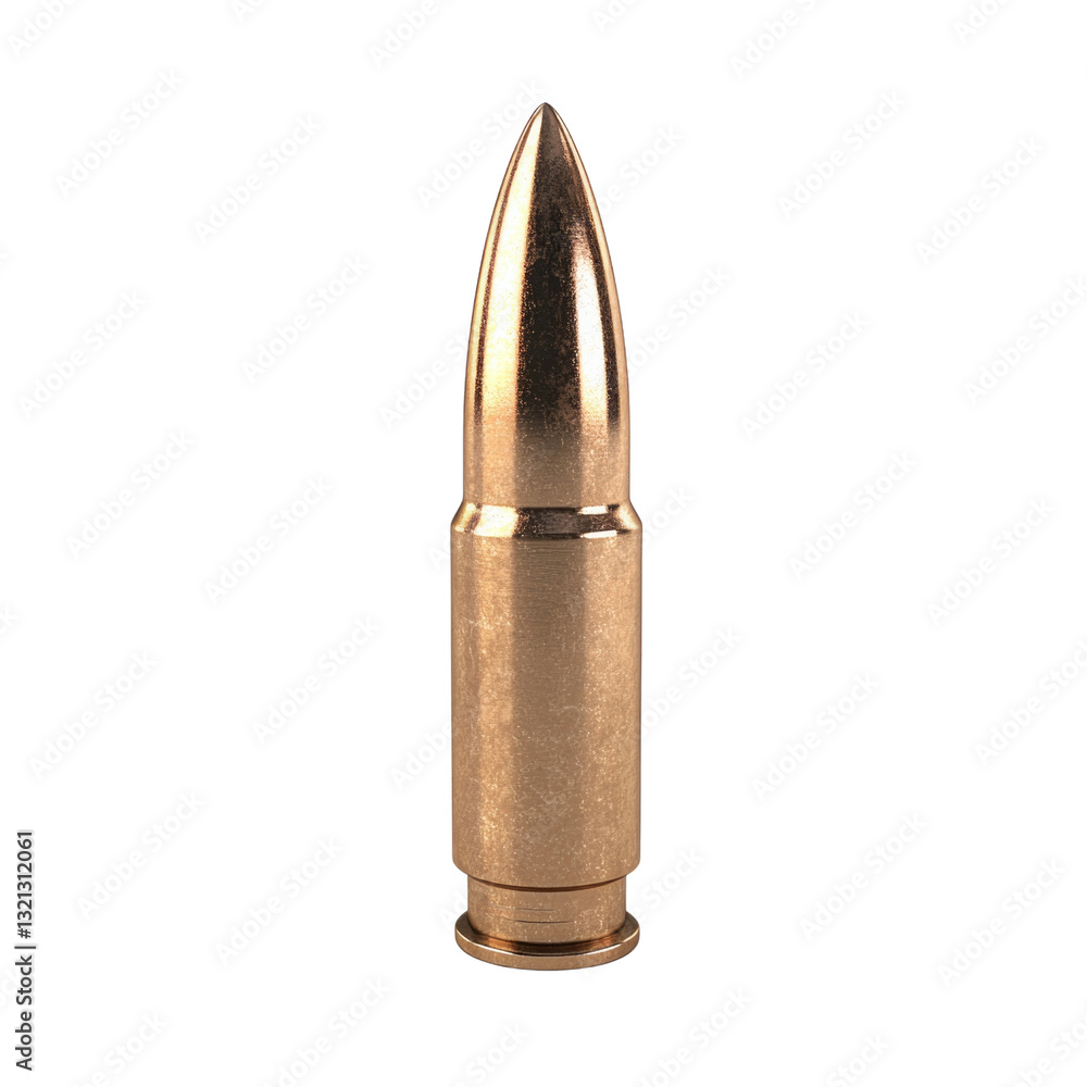 A bullet is shown on a white background A bullet is shown on a white background