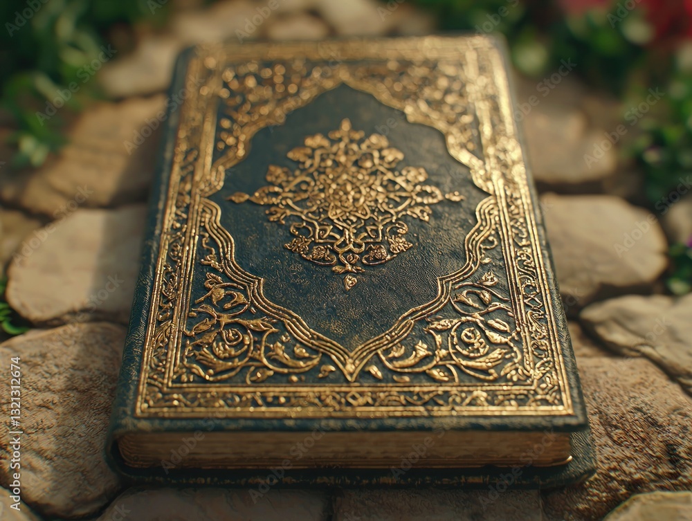 Fototapeta premium Ornate antique book on stones