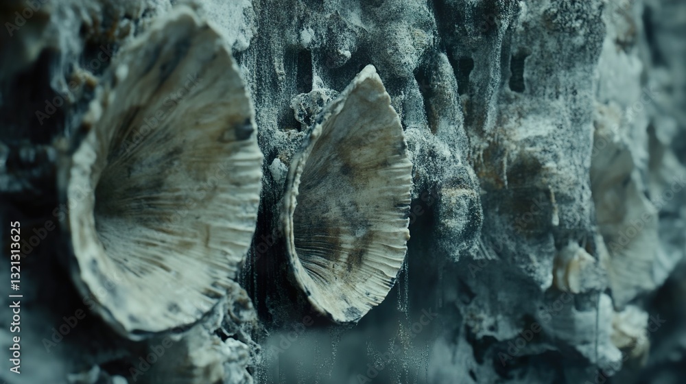 Fototapeta premium Ancient Seashells Embedded in Stone: A Geological Marvel