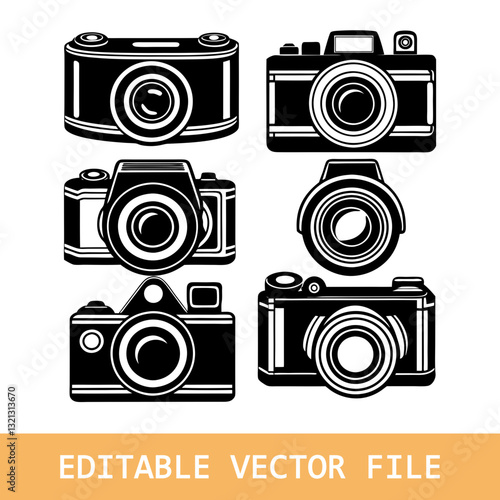 camera icons set. Photo studio symbol. Camera photography clipart collection in flat style.