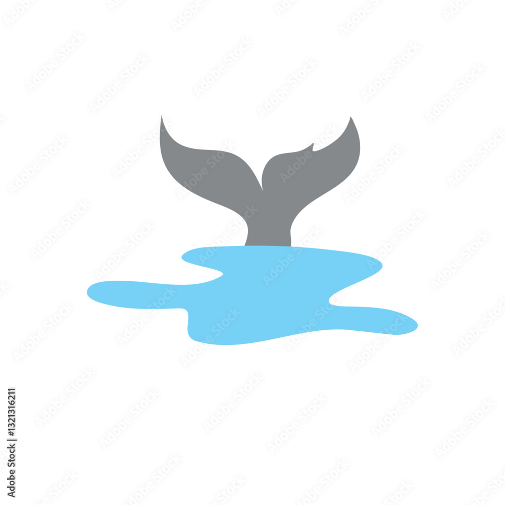Fototapeta premium Illustration of a tail of a whale 