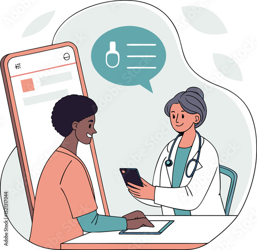 Online telemedicine consultation with doctor and mobile device