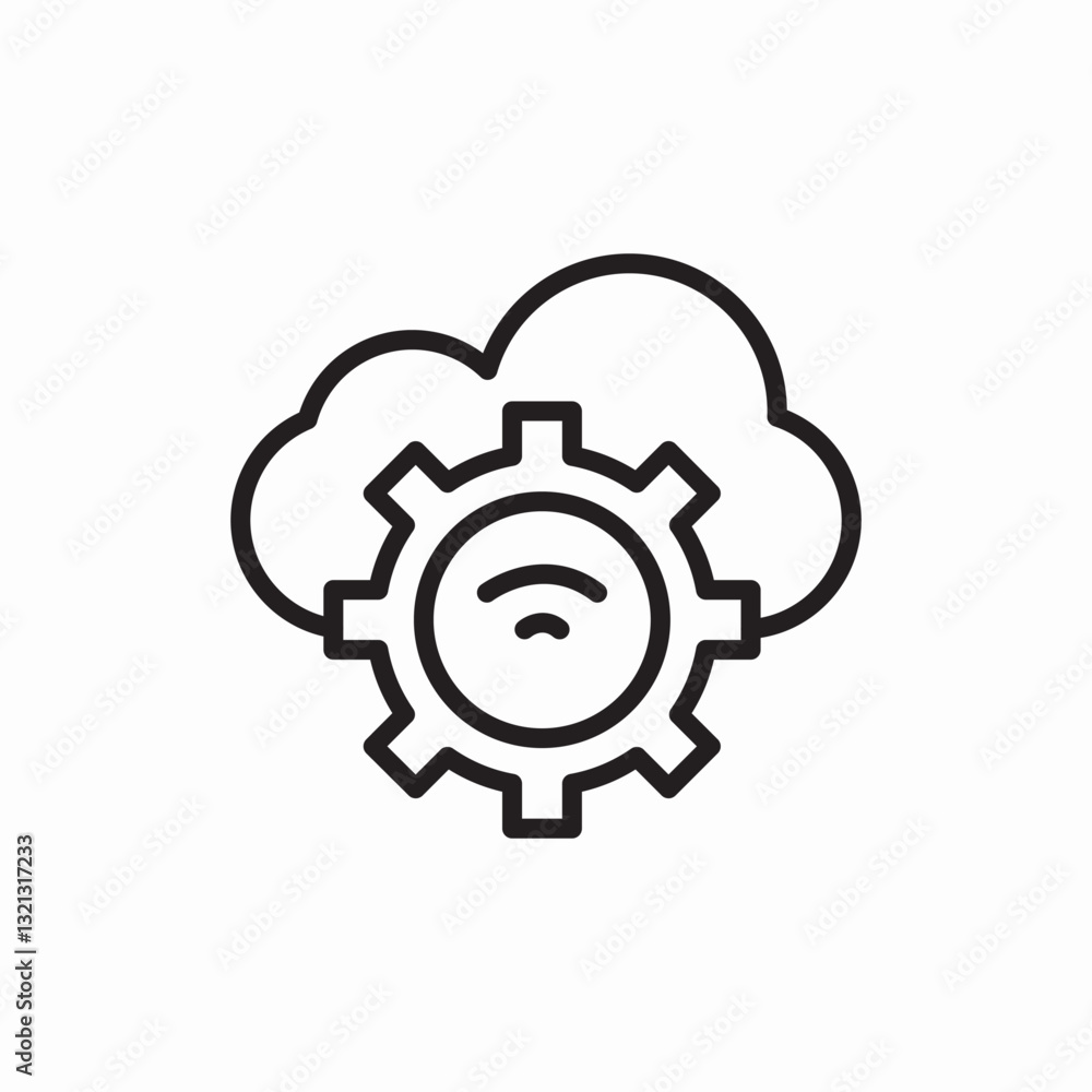 Cloud settings gear configuration icon vector sign Cloud settings gear configuration icon vector sign