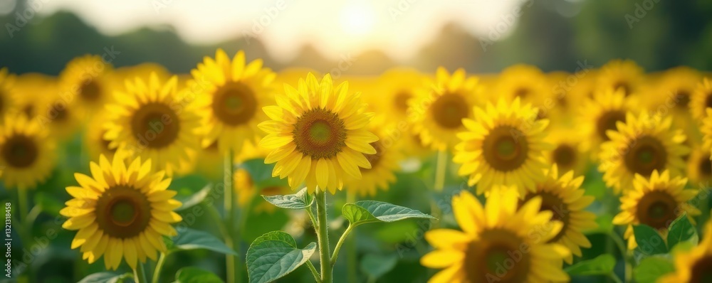 Tall sunflowers in a summer field, hazy sunlight , outdoors, sunflowers Tall sunflowers in a summer field, hazy sunlight , outdoors, sunflowers