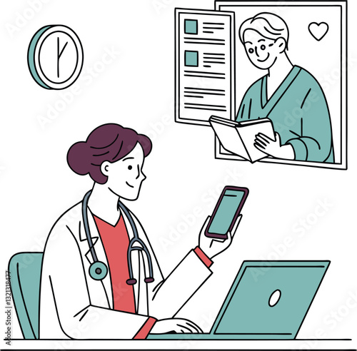 Online telemedicine consultation with doctor and mobile device