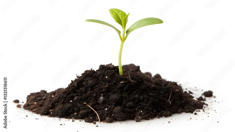 Fresh green plant sprout in dark soil representing growth. Created with Ai Fresh green plant sprout in dark soil representing growth. Created with Ai