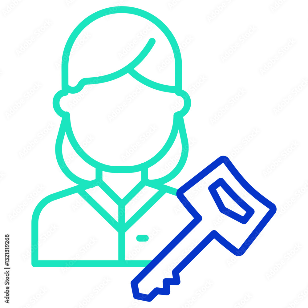 key outline dual color icon key outline dual color icon