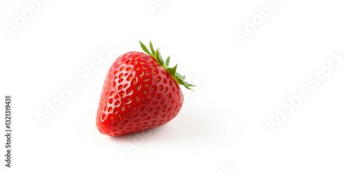 Wallpaper Mural A single ripe strawberry, vibrant red, sits on a pure white background, food photography, nature Torontodigital.ca