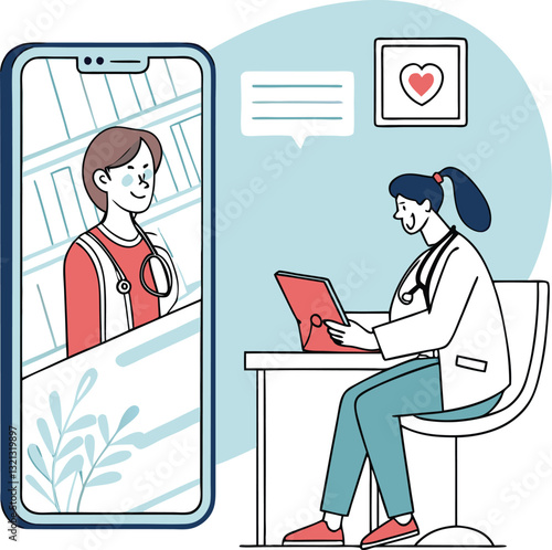 Online telemedicine consultation with doctor and mobile device