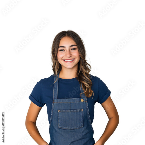 Shopkeeper Woman Wearing Apron Isolated Background