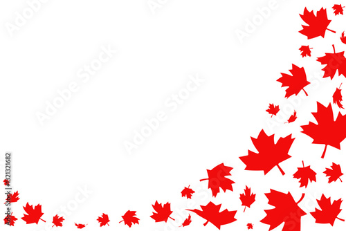 Abstract Canadian red maple leaves flowing diagonally isolated on a transparent background. Perfect for Canada Day, national celebrations, patriotic events and festive designs. Vector illustration