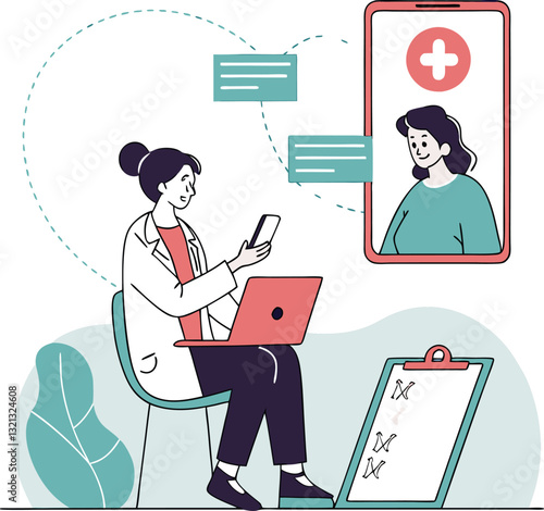 Online telemedicine consultation with doctor and mobile device