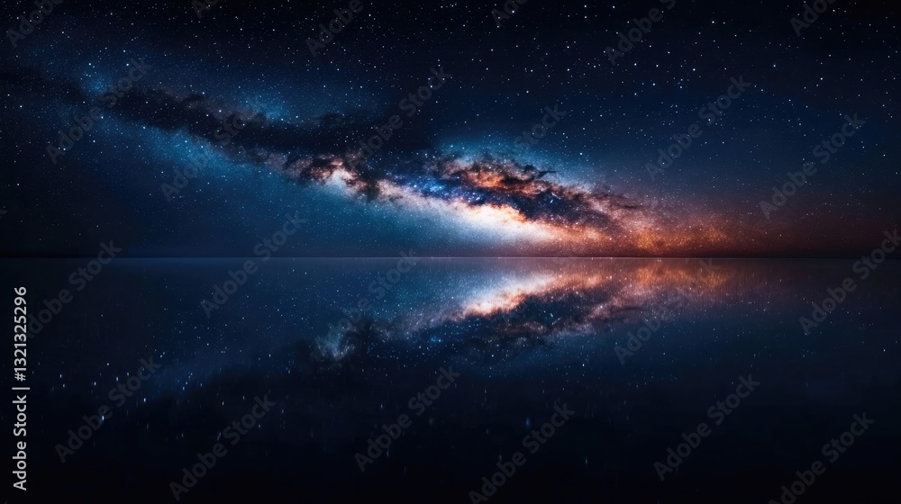 Aerial landscape abstract background idea. Stunning night sky with a galaxy mirrored on calm waters, showcasing celestial beauty. Aerial landscape abstract background idea. Stunning night sky with a galaxy mirrored on calm waters, showcasing celestial beauty.