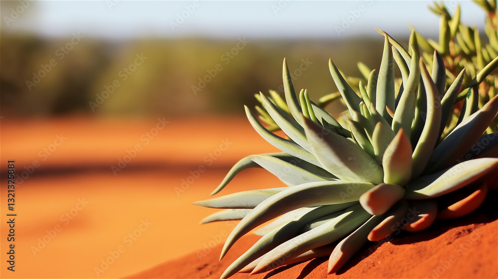Fototapeta premium Close-up of succulent plant with pointed leaves against blurred background. Spiky green desert plant showing natural pattern and symmetry with copy space for botanical or sustainability concept.