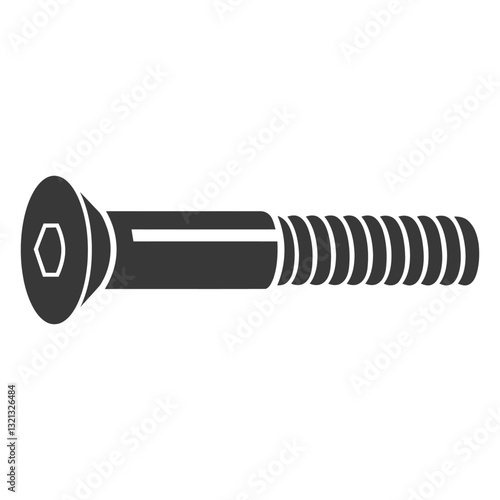 Screw Close-up: a black and white image focuses on a screw