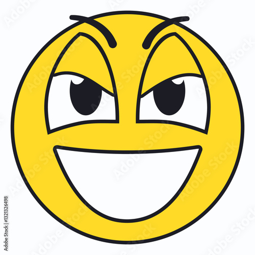 Mischievous Emoji: A vibrant yellow emoji, its sly expression and engaging smirk captures the essence of cunning and amusement.