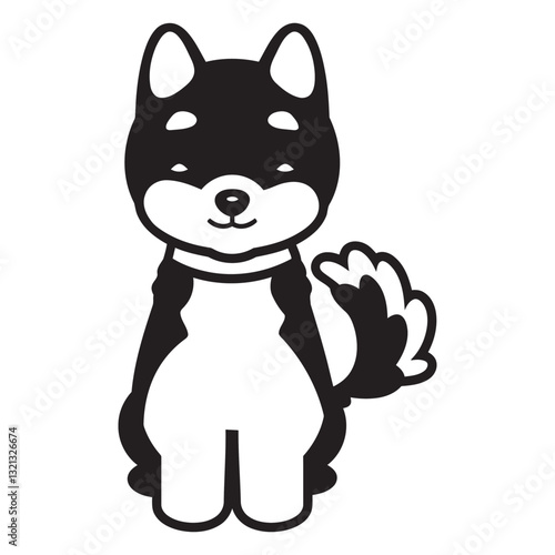 Shiba Inu Illustration: A delightful Shiba Inu, rendered in a charming cartoon style, stands proudly, its playful nature and adorable demeanor are instantly captivating.
