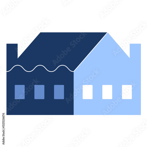 Divided Dream: An artistic representation of a house split into two distinct sections, a wave-like division hinting at change and transition.