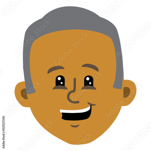 Smiling Senior Cartoon Head: A simple cartoon illustration of an elderly person's face, radiating positivity.