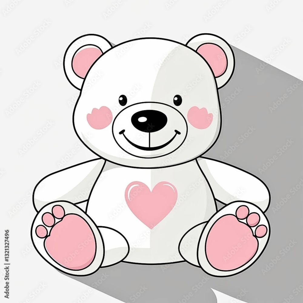 Obraz premium Cute bear toy with a heart on its chest and a friendly smile