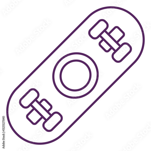 Skateboard Line Art: A simplified yet stylish line art representation of a skateboard, perfect for illustrating action, hobbies, and sports.