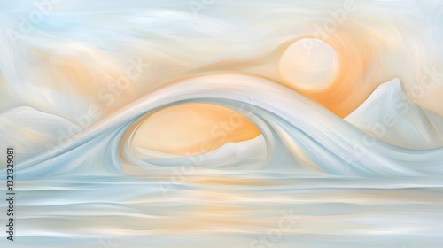 Dynamic ocean wave painting, captivating seascape artwork of crashing waves