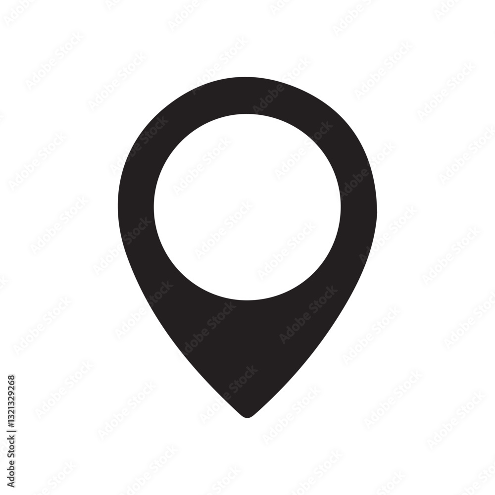 Black location pin marker symbol. Map pin location sign icon vector illustration Eps 10 Black location pin marker symbol. Map pin location sign icon vector illustration Eps 10