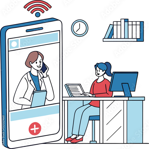 Online telemedicine consultation with doctor and mobile device