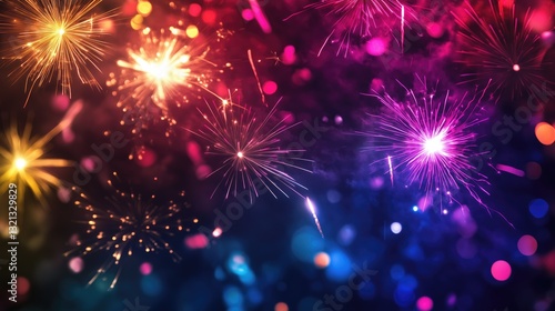 Colorful night sky filled with vibrant fireworks display
