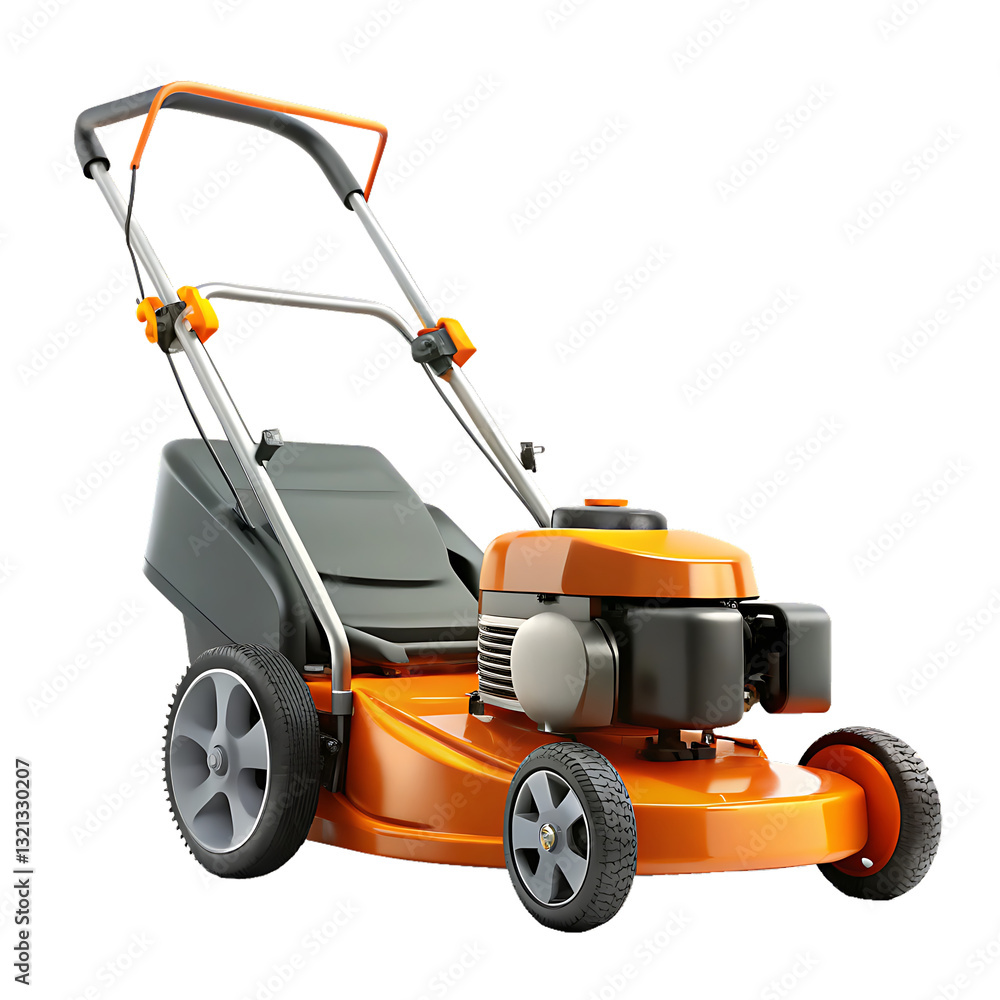 Fototapeta premium Gas-Powered Lawn Mower – Isolated on White Background as Transparent. PNG. AI GENERATED