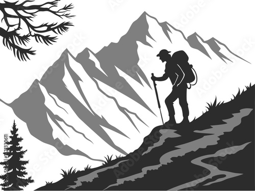 silhouette of a man in the mountains