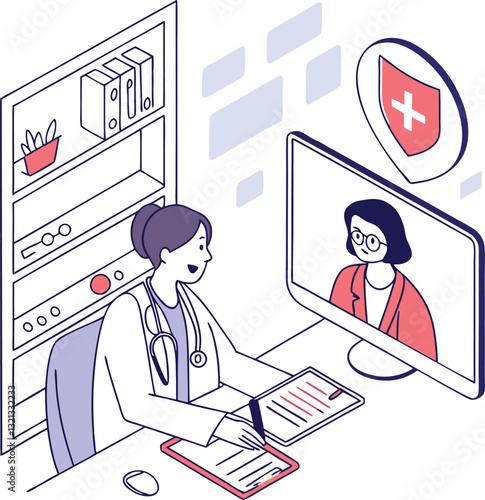Online telemedicine consultation with doctor and mobile device