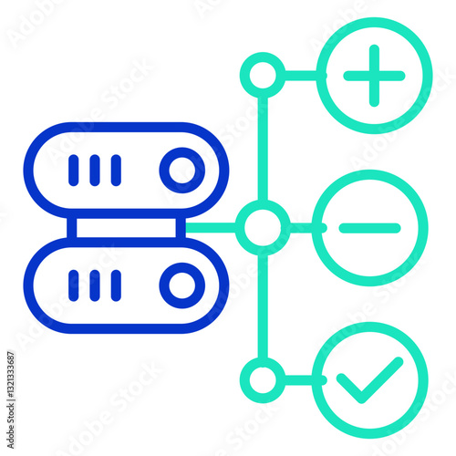 Database modification outline dual color icon