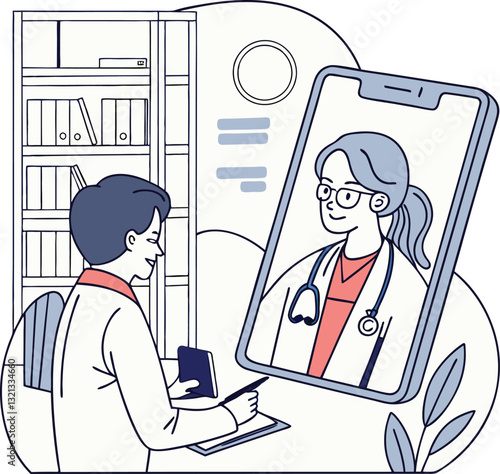 Online telemedicine consultation with doctor and mobile device