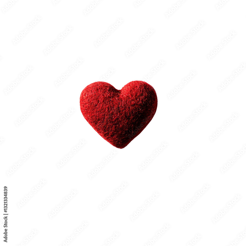 A red heart made of sand is on a white background A red heart made of sand is on a white background