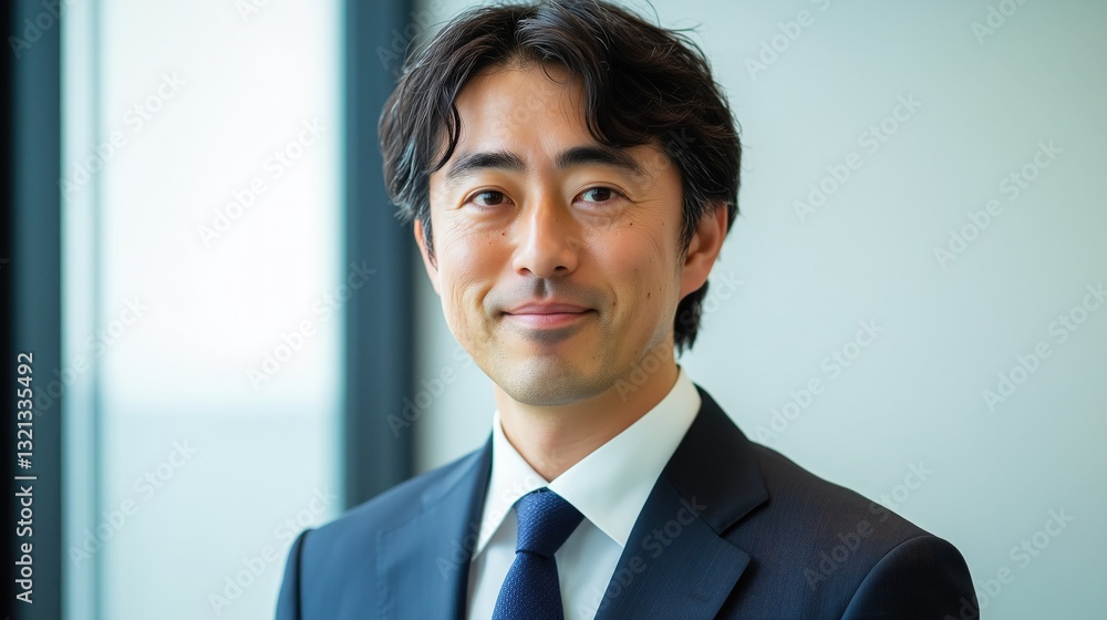 Asian male adult in business attire with confident expression in office setting Asian male adult in business attire with confident expression in office setting