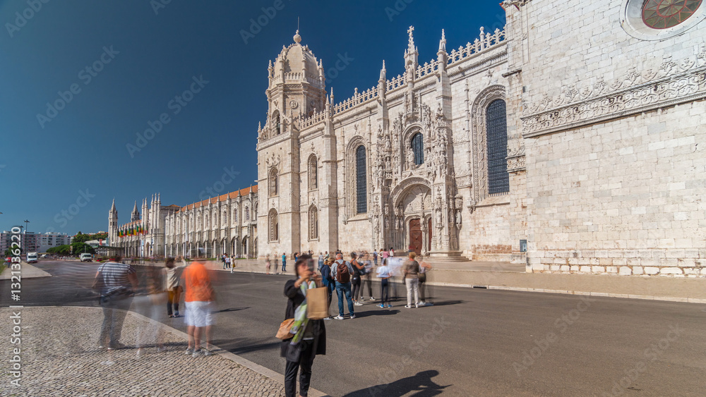 Obraz premium Hieronymites Monastery located in the Belem district of Lisbon timelapse hyperlapse, Portugal.