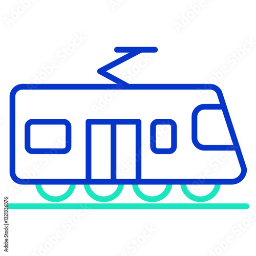 Tram outline dual color icon