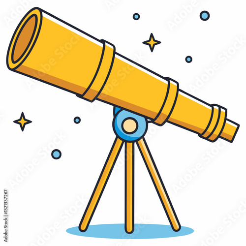 Golden Telescope on Tripod – Astronomy & Stargazing Illustration