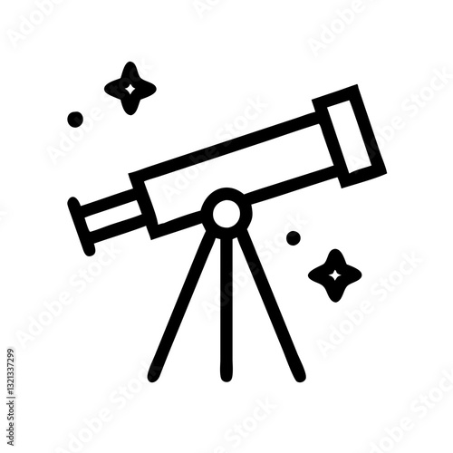 Black and White Telescope Icon – Minimalist Astronomy Symbol