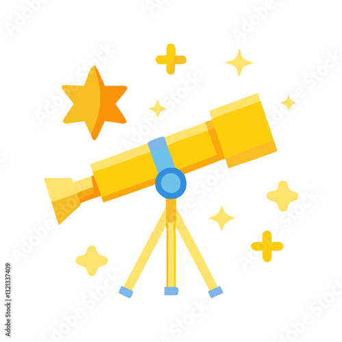 Golden Telescope on Tripod – Astronomy & Stargazing Illustration