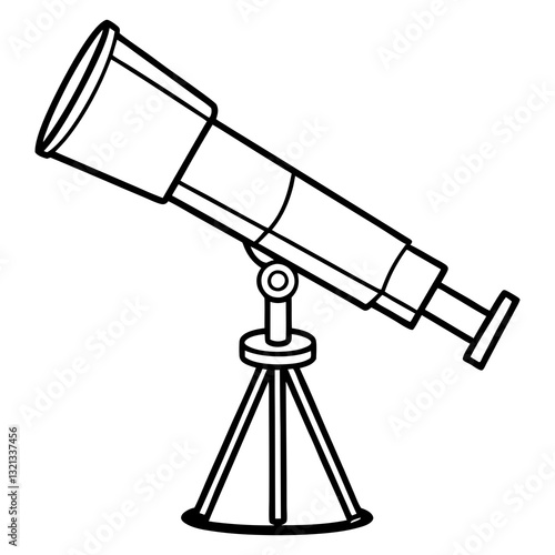 Outline Telescope on Tripod – Astronomical Viewing Equipment Icon