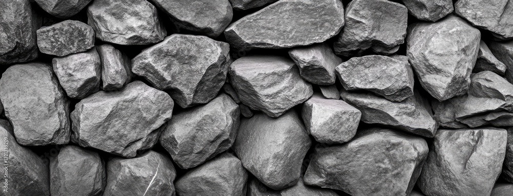 Fototapeta premium Detailed close-up of a black coal and sandstone rock pile, reflecting an industrial texture suitable for energy production themes