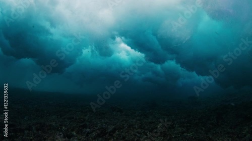 Wallpaper Mural Underwater view of the wave breaking in the Maldives with surfer struggling in the water Torontodigital.ca