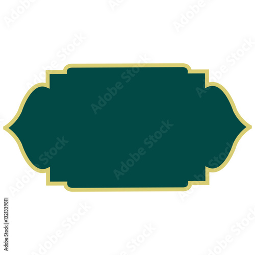 Islamic shape vector illustration, green gold yellow border frame Islamic shape, frame in Arabian Muslim design, Islamic style border and frame design isolated on white background.